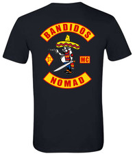 Camiseta Bandidos MC Nomad Bottom Rocker Patch negra cuello redondo manga corta