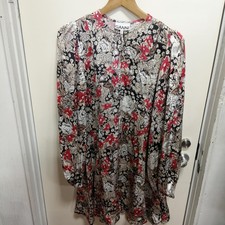 GANNI 34 Womens Rayon No Collar Dress Botanical Multicolor