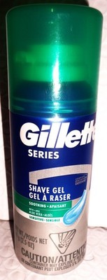 Gillette Sensitive Skin Shave Gel , W / Aloe  Lot of 1 to 6  (2.5 Oz/70 gr) Ea.*