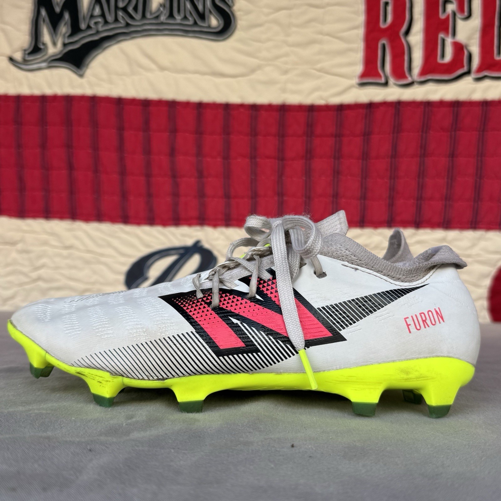 Size 9 - New Balance Furon V8 Soccer Football Cleats Men's White Pink