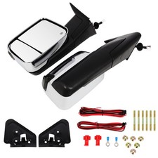 Chrome Pair Power Heated New Led Signal Tow Mirrors For 1998-2002 Dodge Ram Chrome Pair Power Heated New Led Signal Tow Mirrors For 1998-2002 Dodge Ram