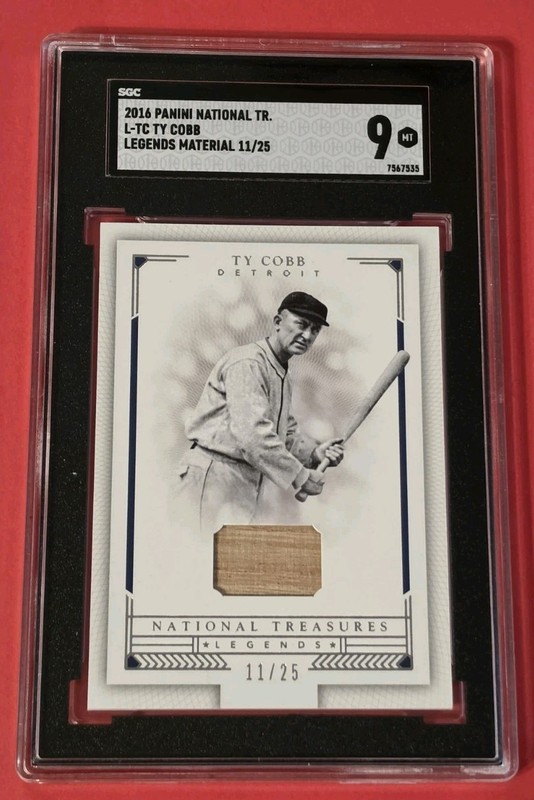 Ty Cobb GAME USED BAT CARD #11/25 PSA MINT 9 NATIONAL TREASURES DETROIT TIGERS
