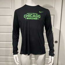 BRAND NEW Nike Dri Fit 2015 Chicago Marathon Long Sleeve Shirt Men  s Black S