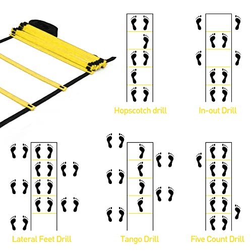 Speed & Agility Ladder Training Equipment Set, Includes 12 Rung 20ft yellow - Picture 6 of 8