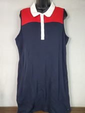 Tommy Hilfiger Polo Shirt Sleeveless Dress Red White Blue Women's Size XL