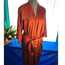 AW Bridal Rust Satin Robe Size L Bridesmaid Getty Ready Kimono