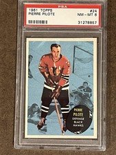 1961 Topps HK #24 PSA 8 Pierre Pilote Black Hawks 24