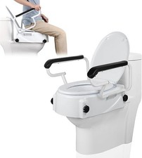 Raised Toilet Seat for Seniors with Flip-up Handles, 5.5" Adjustable Toilet Seat