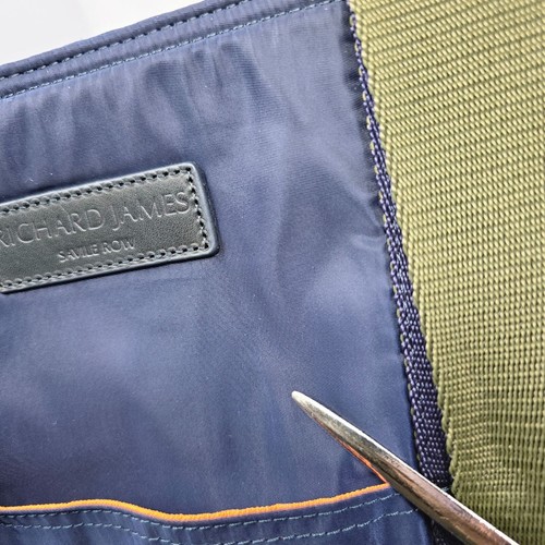 Richard James Sevile Row Tote Bag Ocean Navy Blue Padded Nylon Leather - Picture 13 of 18