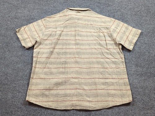 Woolrich Shirt Mens XL Beige Short Sleeve Button Cotton Stripe Outdoor - Picture 4 of 7