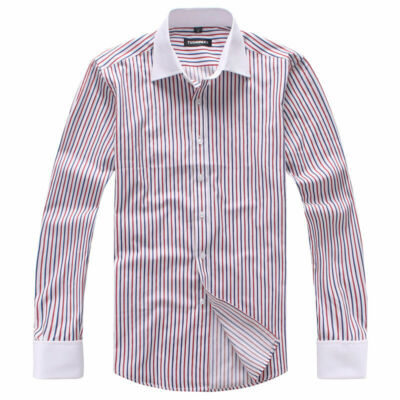 Mens French Cuff Dress Shirts Luxury Slim Fit The White Collar Business  Shirts | eBay