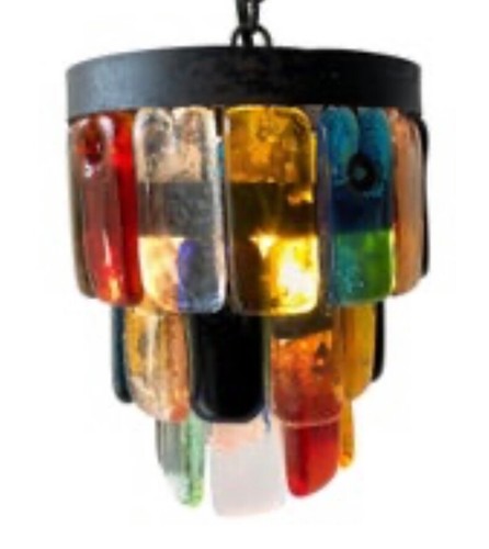 Candelabro de vidrio derflingher y hierro forjado excelente estado 7,5""W x 10""L - Imagen 4 de 4