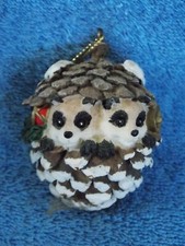 Vintage Two Raccoons In Woodland Pinecone Christmas Ornament