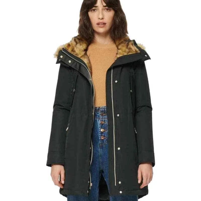MARC NEW YORK FAUX FUR DRAWSTING WAIST HOODED WINTER JACKET Size S