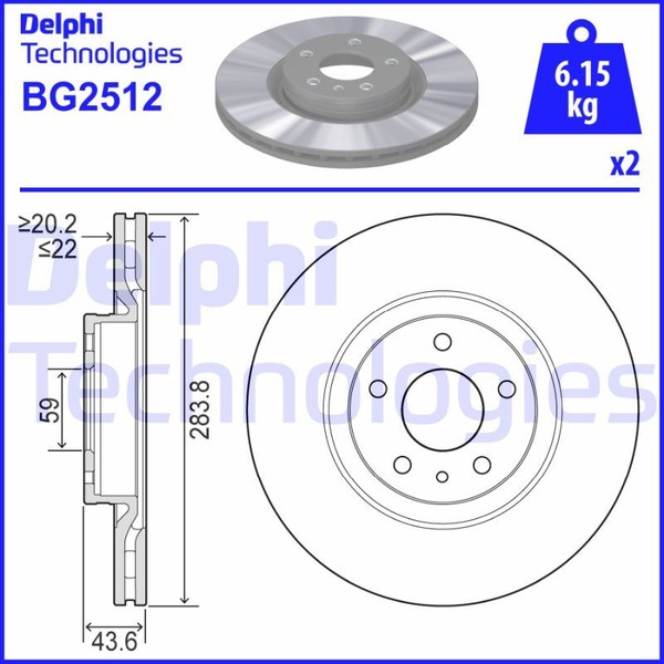 Scheibe BG2512 Delphi FüR Fiat Opel Lancia Alfa Romeo-image