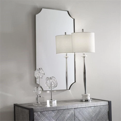 Uttermost Lennox Scalloped Corner Stainless Steel Mirror in Polished Nickel - Picture 3 of 6