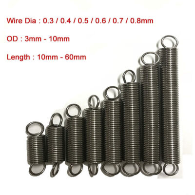 10Pcs 304 Stainless Steel Expansion Extension Tension Spring Wire Dia 0 ...