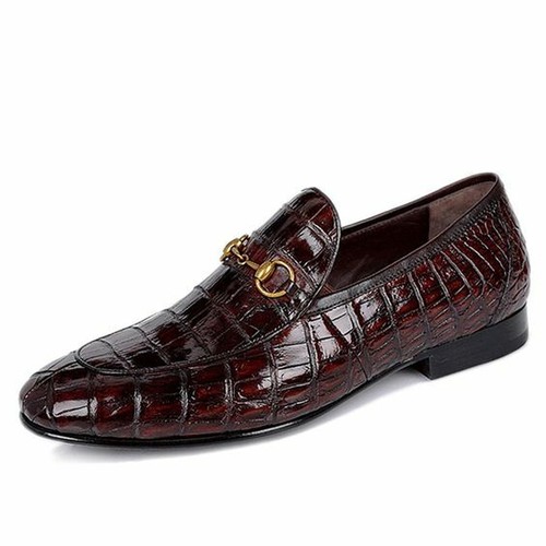 Men Handmade Brown Crocodile Texture 