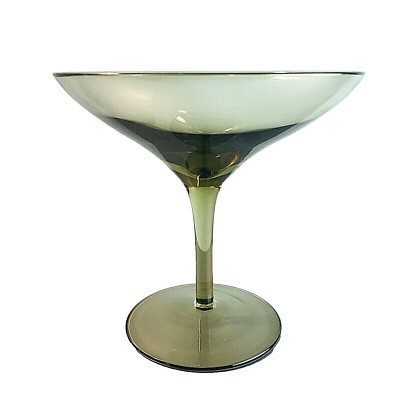 SCHALE Fußschale Pokal RAUCHGLAS bronzegrün GLAS 50er 60er MID CENTURY h13