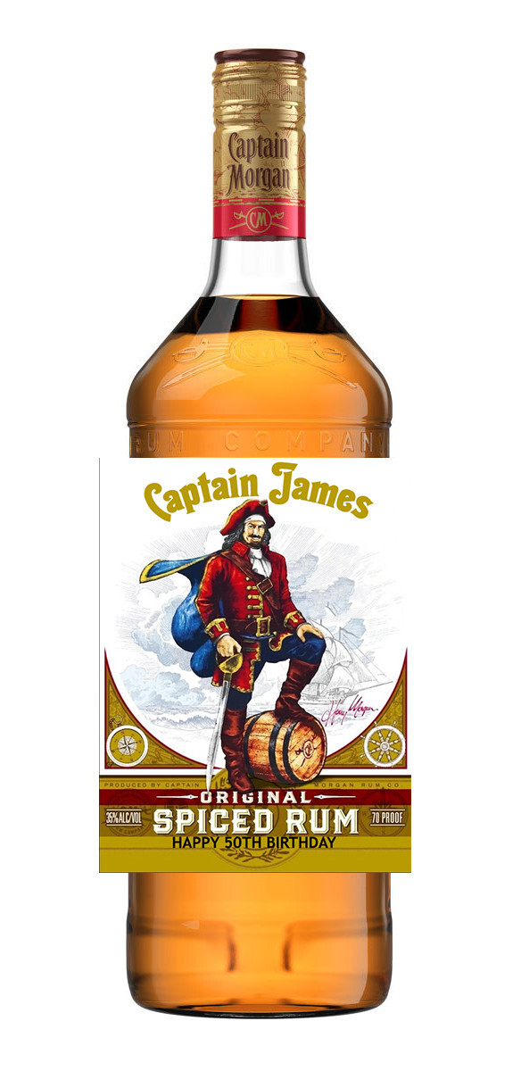 Rum Gifts Personalized Navy Spiced Rum Bottle Label - Custom Text For ...