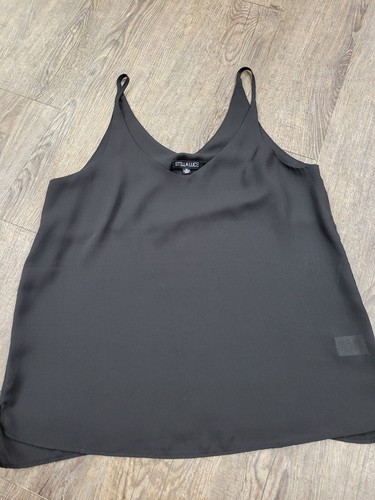 STELLA LUCE Black Sheer Tank Top Dressy Blouse Shirt Women's Medium