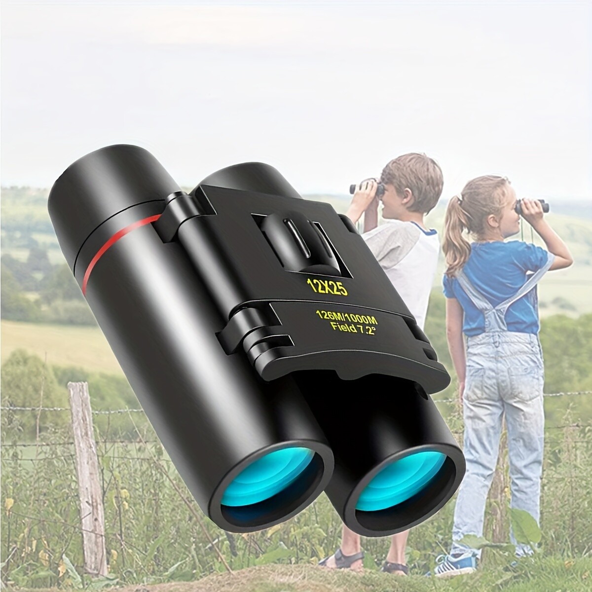 12X25 Mini Binoculars Foldable Compact 12X Zoom Day Vision Clear Image Pouch