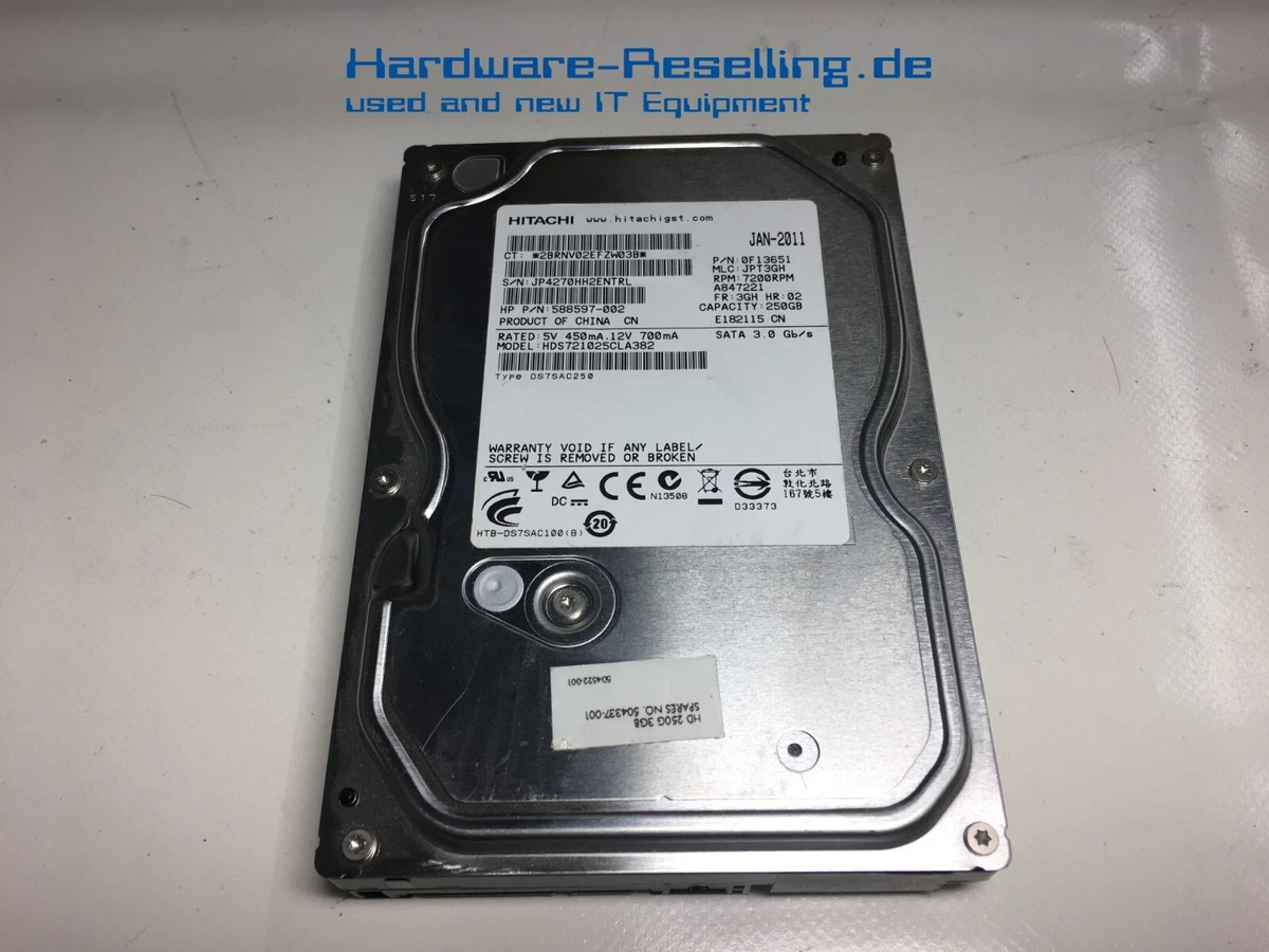 Disque Dur HITACHI Deskstar 7K160 160 Go SATA II 3,5" 7200 Tr/min - Occasion, Bon état, Avec Câble SATA