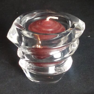 1 Signed Nachtmann Crystal Slice Votive Holder Bavarian Retired 2.75'' Tall EUC