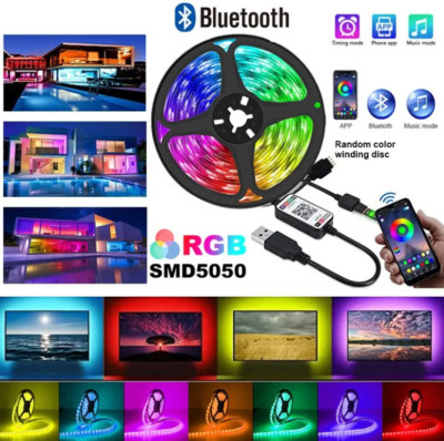 LED Strip Lights 5050 RGB Room Light with Remote New Bluetooth 5v Light Set 