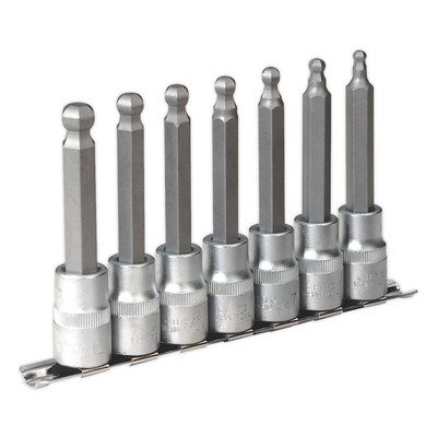 Sealey AK622 Sechskant-Kugelkopf-Steckschlüssel-Bit-Satz 7-teilig 100 mm 1/2 Zoll Vierkant metrisch