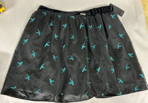 New Guess Girls Hummingbird Pattern Satin Tulle Velvet Skirt 3XL Womens? - Picture 1 of 6