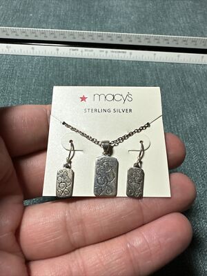 Sterling Silber Macys Halskette Ohrringe Set