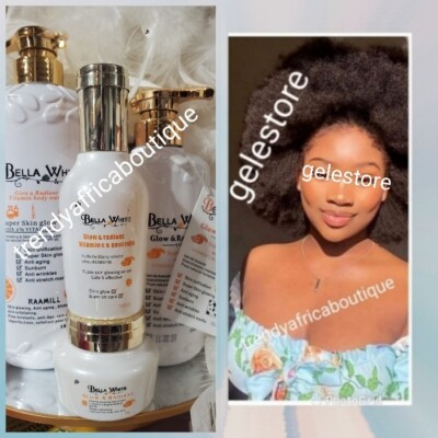 4pc. Bella-white  Glow & Radiant Vit. C & Goat Milk Set  Body Lotion Set. Spf50