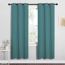 2PCS Sea Teal 72"L x 34"W Super Heavy Privacy Darkening Curtains For Bedroom
