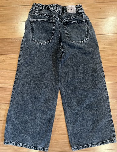 ZARA GIRLS JUNIORS 13-14 Adjustable Waist Wide Leg Black Jeans Pants - Picture 5 of 7