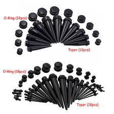 36Pcs Acrylic O-Ring Taper Kit Plug Ear Gauges Stretching Ear Piecring 1.6-20mm