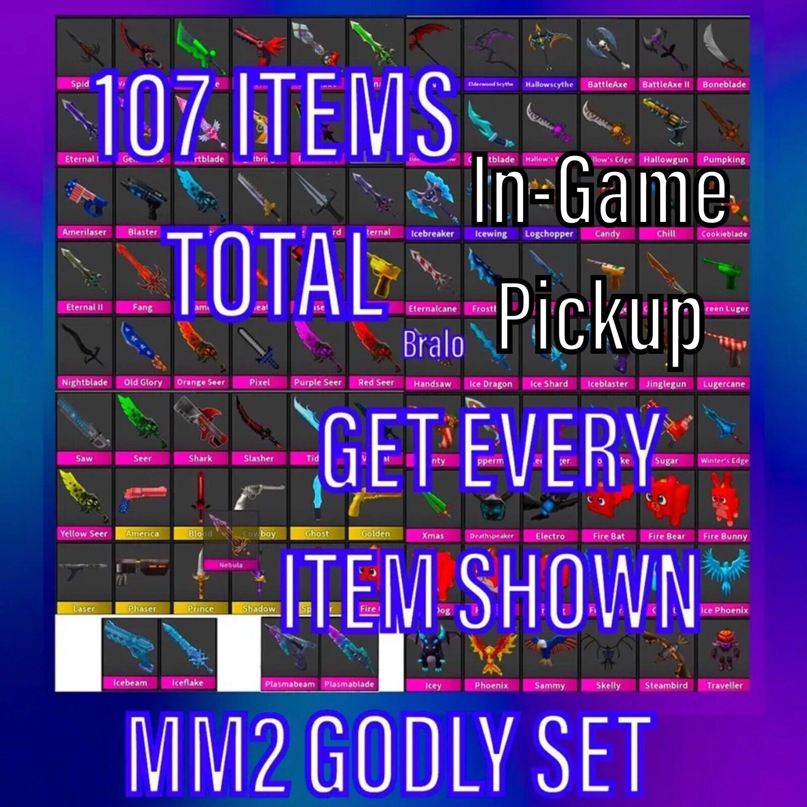 107 GODLYS ROBLOX Mm2 Murder Mystery 2 Small Set Godlies Ancients Vintages  Cheap EUR 15,01 - PicClick FR