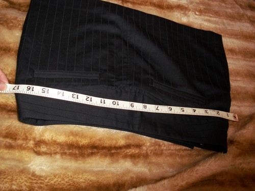 Black vintage pin stripe mini skirt with white vertical measuring tape, NWT $108, MADE IN USA.