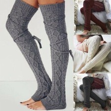 Women Warm Winter Knitted Socks Over Knee Long Thigh High Boot Wool Stockings US