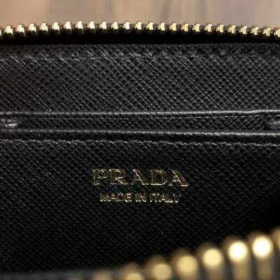 Prada Nero (Black) Saffiano Leather Compact Zip Around Wallet | eBay