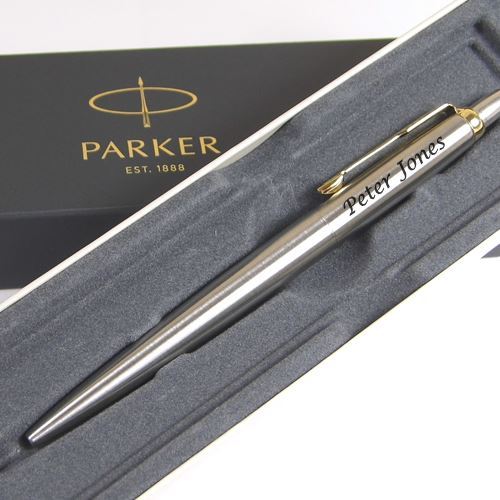 Personalised Engraved Parker Jotter Stainless Steel Gold Ballpoint Pen - Main Image