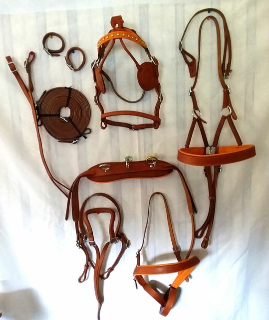 Tan Leather Large Mini Miniature Horse Small PONY Driving Harness with