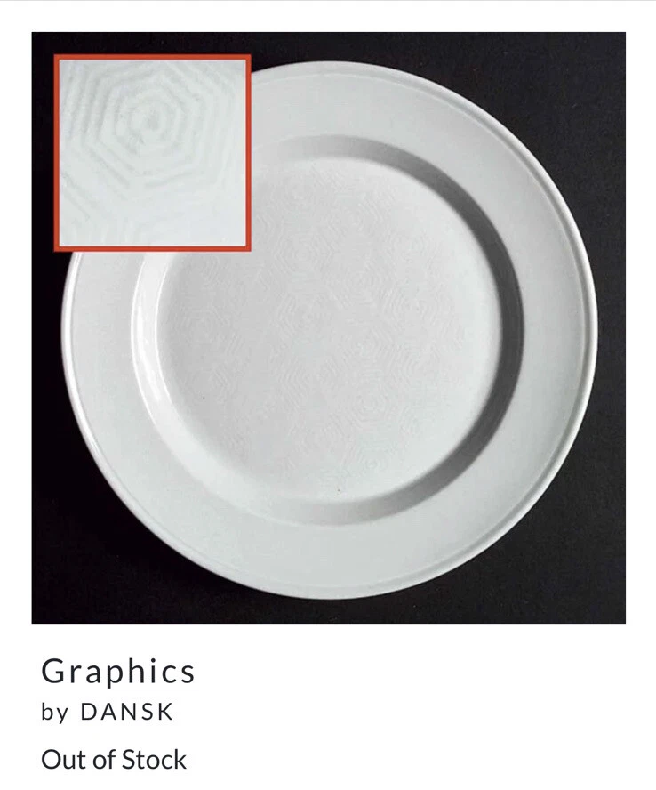 HTF Dansk Graphics White Geometric 8 Pc Plate Set 3 Dinner 5 Salad/bread (READ) - Image 2 of 4