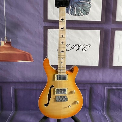 Tobacco Sunburst PRS Electric Guitar Semi-Hollow Body Maple Fretboard HH Pickups