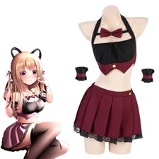 Anime Girl Cafe Maid Unifrom Student Lace Pleated Skirt Outfits Costumes Cosplay