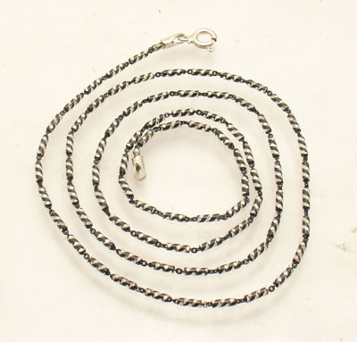 Diamond Cut Barrel Cable Link Chain Necklace Black Rhodium Real Sterling Silver 
