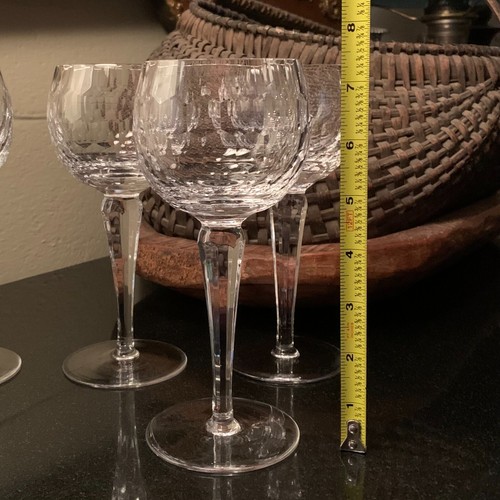 4 Astral Honeycomb Cut 7 3/8" Wine Hock Glasses AST4 - Pristine - Picture 9 of 9