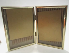 Vtg Gold Tone Brass 5 X 7 Double Picture Photo Frame Ornate Metal MCM