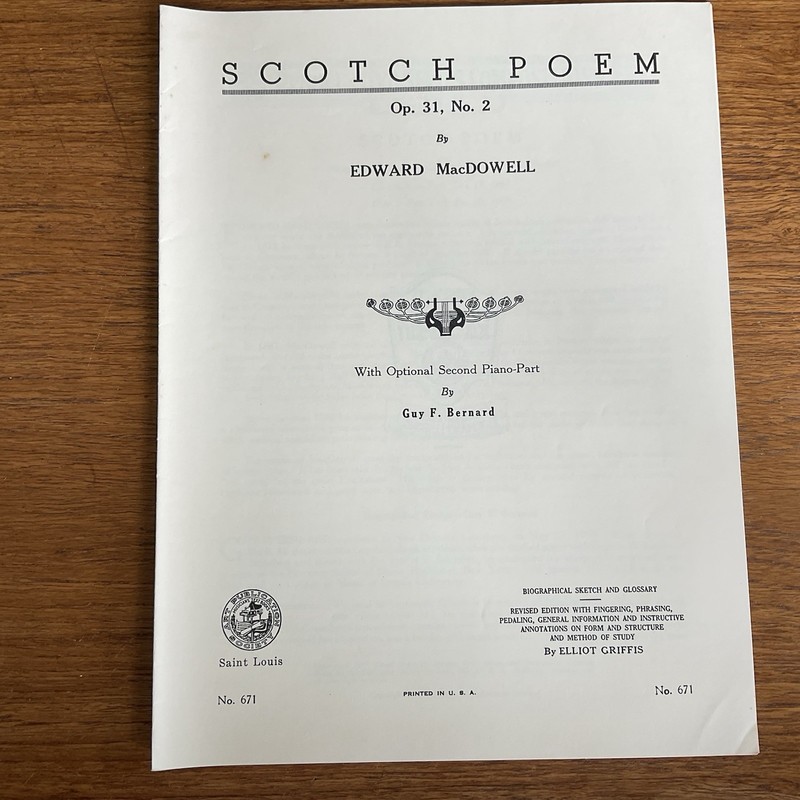 Scotch Poem~MacDowell~duet~Progressive 600 Series~#671~Art Publication Society