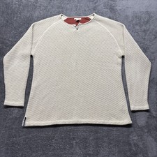 Carbon 2 Cobalt Sweater Mens XL Beige Henley Long Sleeve Knit Cotton Preppy